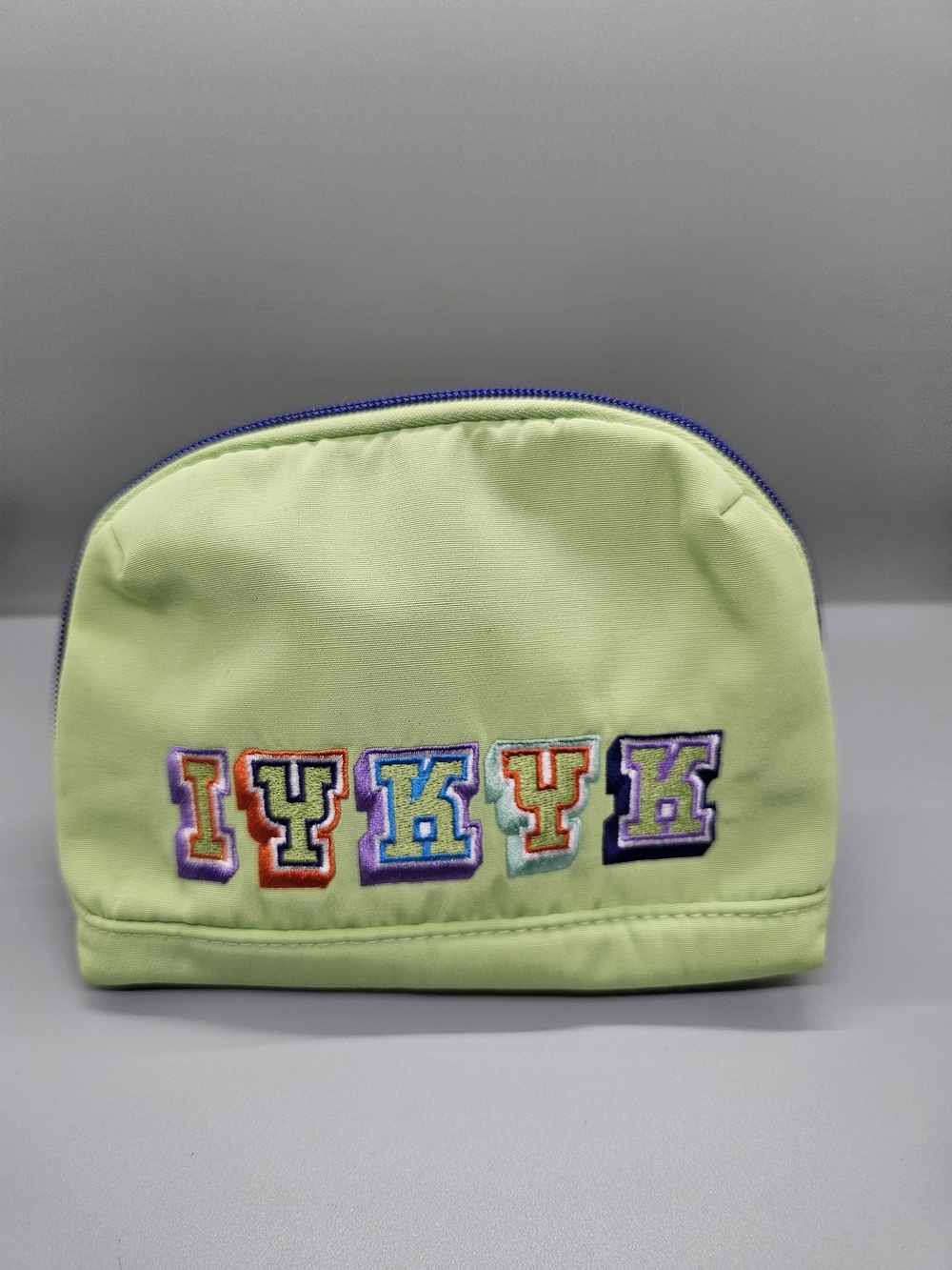 Target Kids Lime Green IYKYK Embroidered Pouch with Multicolor Letters